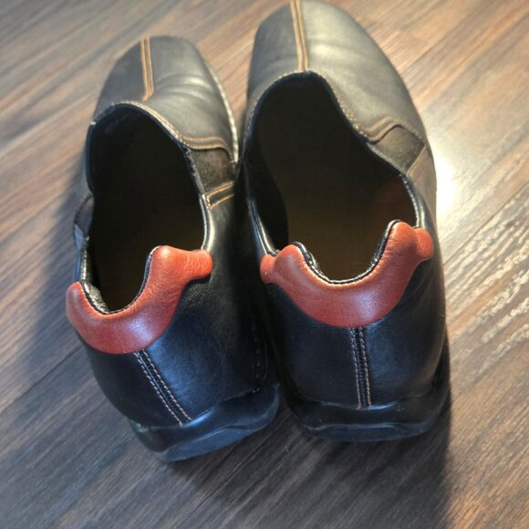COLE HAAN Men's Black Leather & Tan Heel Slip-On Loafer SIZE 11M - Picture 4 of 9